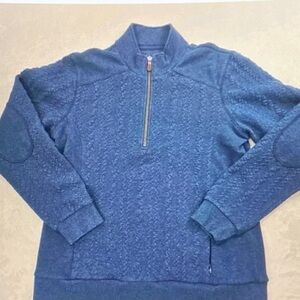 Orvis Men's Blue Textured Zip-Up Sweater
